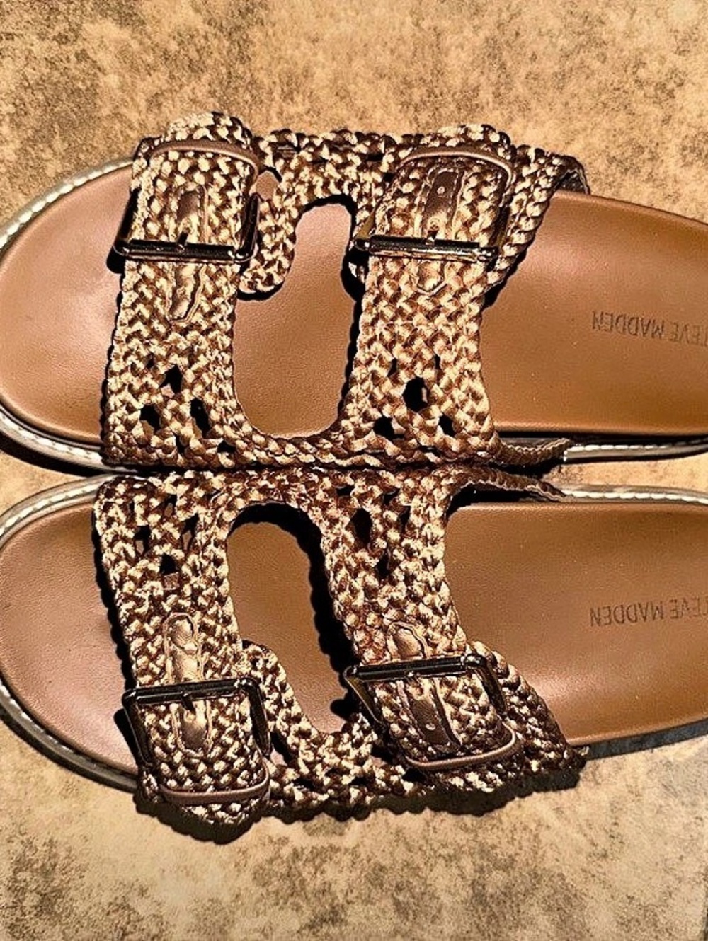 Steve Madden Woven Slide Sandals in Brown Like New